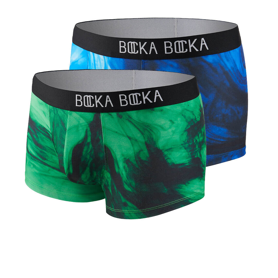 Mannequin photos of the Bocka Bocka Onde and Primavera Supernova mens designer trunks
