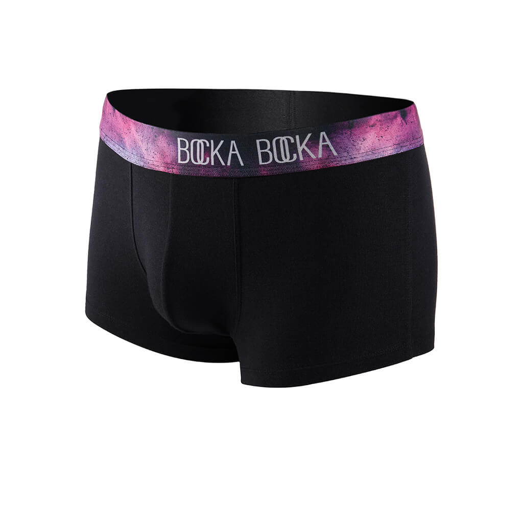 The Bocka Bocka Galassia Midnight mens designer trunks - Mannequin photo – Front