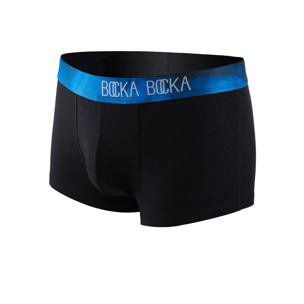 The Bocka Bocka Onde Midnight mens designer trunks - Mannequin photo – Front