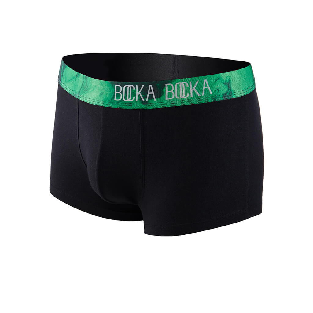 Mens Designer Underwear Trunks, Green and Black